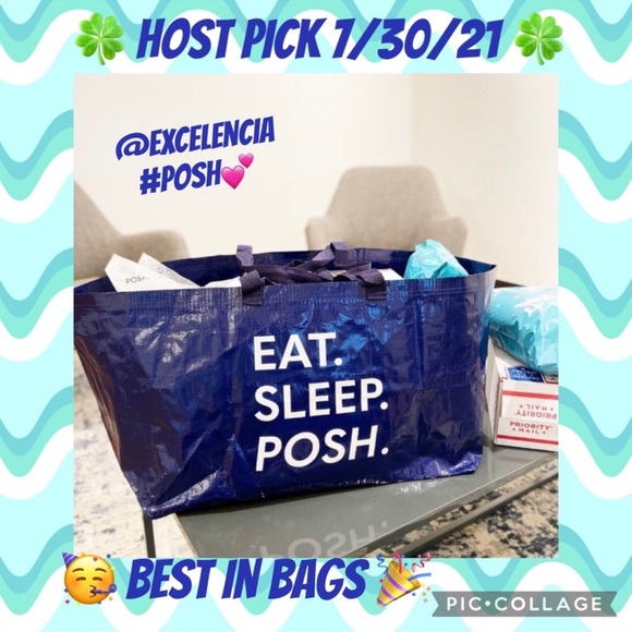 Oversized Double Handle Tote blue and white Poshfixings New - Picture 13 of 13